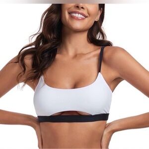 OCEAN BLUES Women's White and Black bikini top SIZE L
